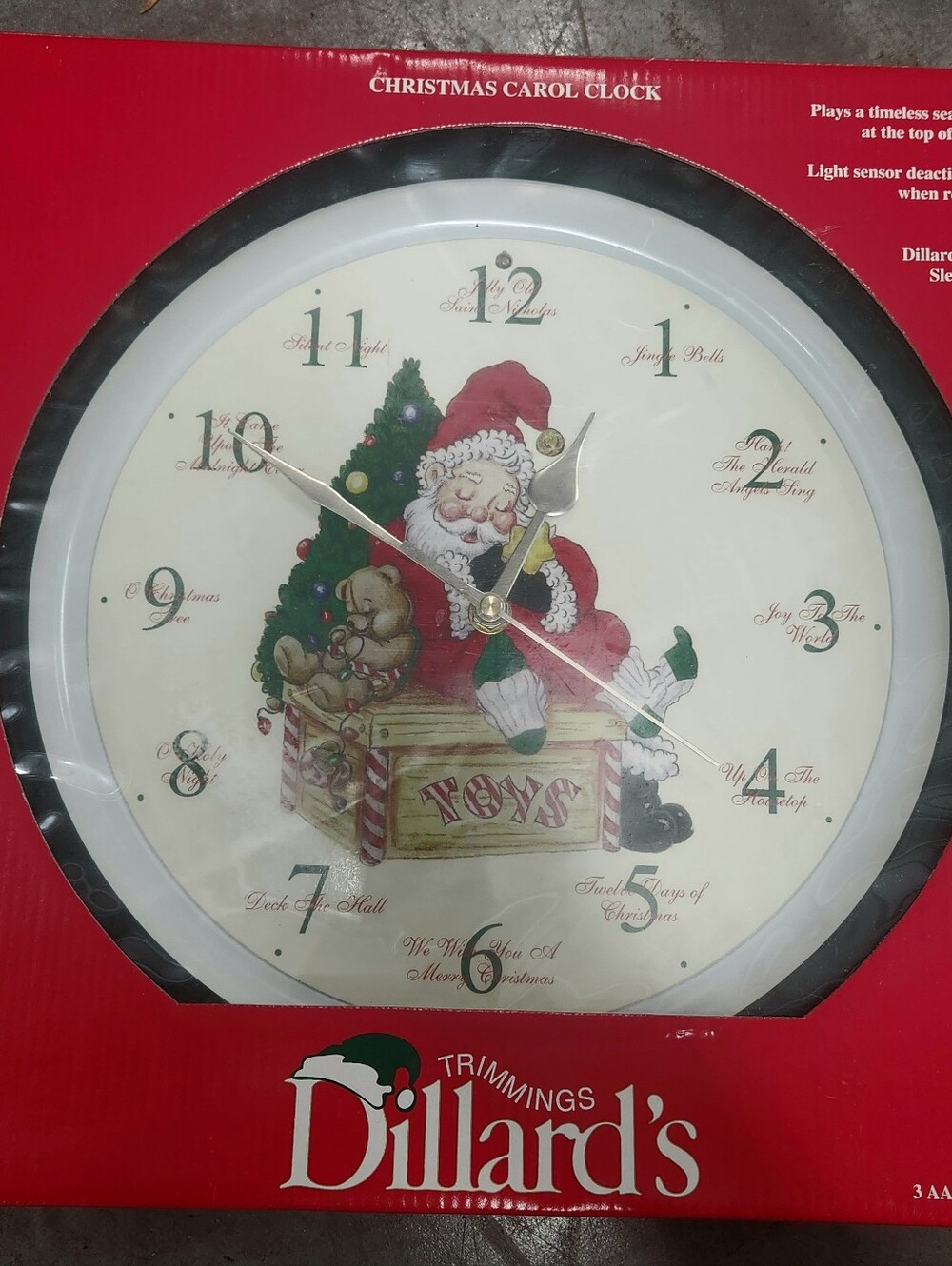 Santa Toys Wall Clock - White Face with Red Accents